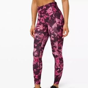 Rare! HTF! Lululemon Fast and Free HR Tight 25” Pink Multi Size 6 Nulux